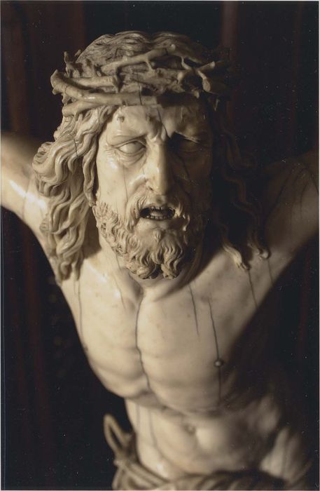 croix (crucifix) : Christ en croix, détail