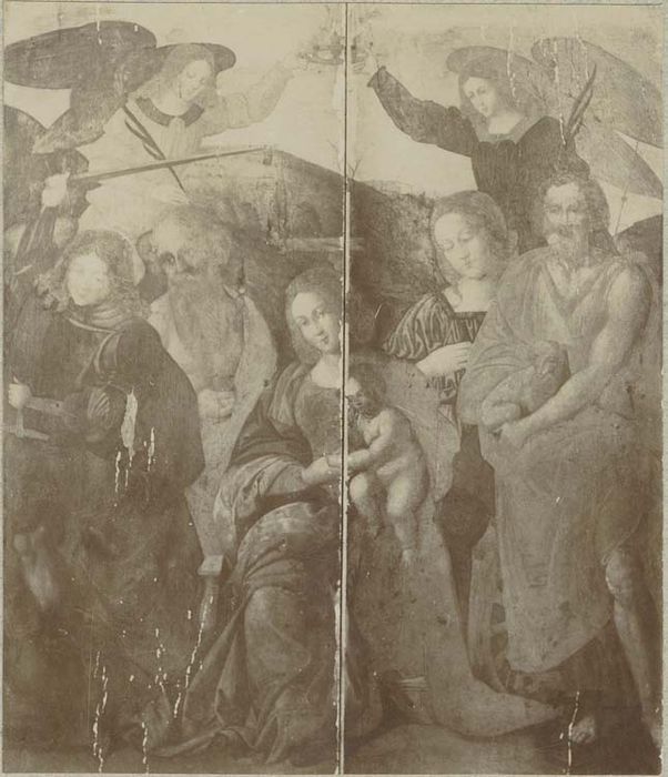 tableau : Vierge à l'Enfant entre saint Michel, un saint ermite, saint Jean-Baptiste et sainte Catherine d'Alexandrie (la)