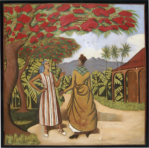 tableau : Femmes parlant sous un flamboyant - © Ministère de la Culture (France), Médiathèque du patrimoine et de la photographie (objets mobiliers), tous droits réservés