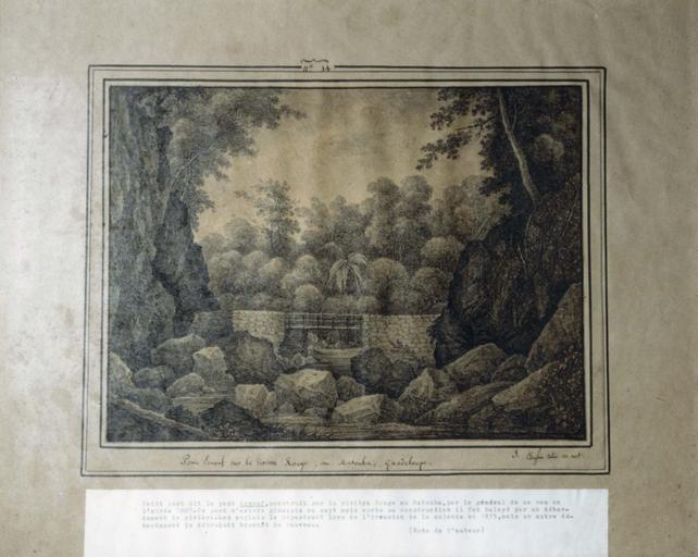 dessin : Pont Ernouf sur la rivière Rouge, au Matouba, Guadeloupe (n° inv. 14) - © Ministère de la Culture (France), Médiathèque du patrimoine et de la photographie (objets mobiliers), tous droits réservés