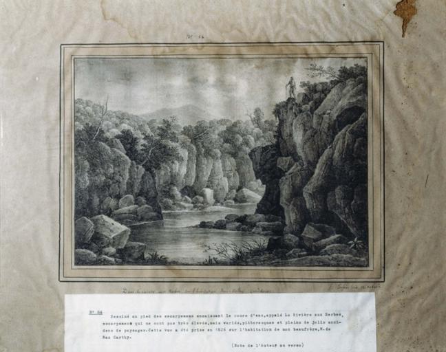 dessin : Dans la rivière aux Herbes, sur l'Habitation Mac - Carthy, Guadeloupe (n° inv. 84) - © Ministère de la Culture (France), Médiathèque du patrimoine et de la photographie (objets mobiliers), tous droits réservés