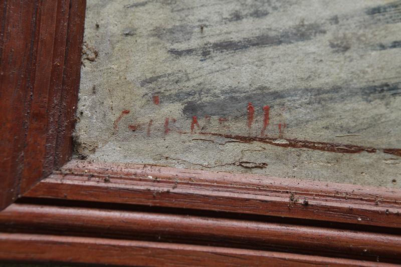 Détail de la signature de Gianelli sur un des tableaux du chemin de croix.