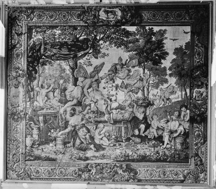 Tapisserie des Gobelins, tenture dite de la galaxie de Saint-Cloud, pièce n°9 : le printemps ou le mariage de Zéphire et de Flore