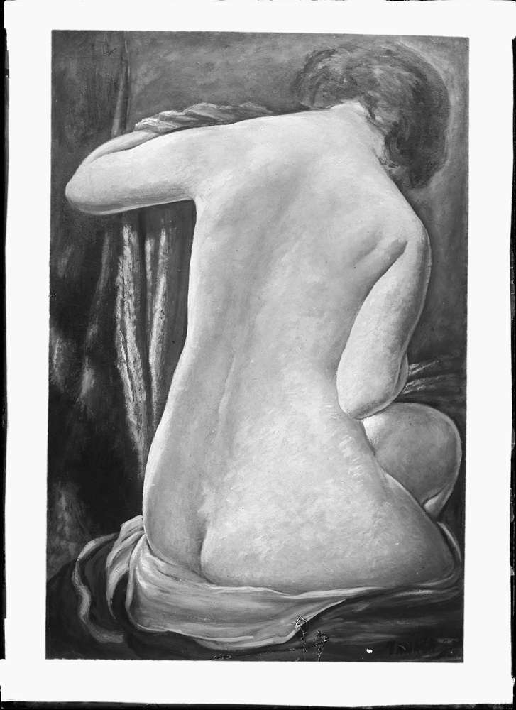 Peinture : Nu assis de dos