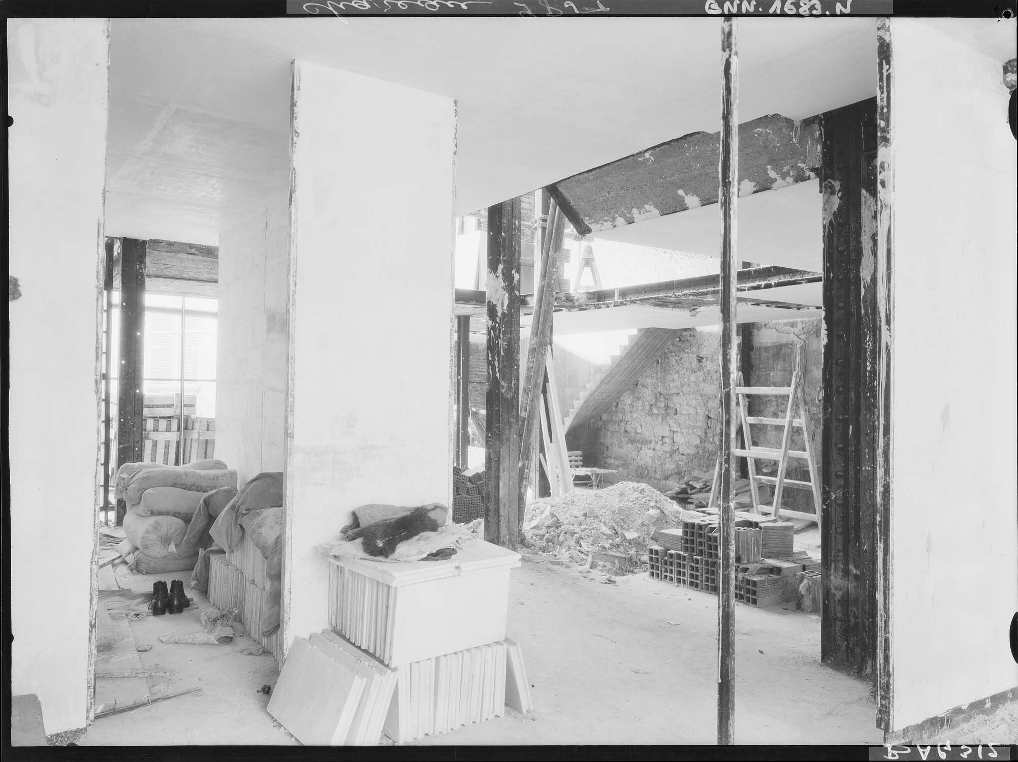 La maison de verre, vue du chantier de construction