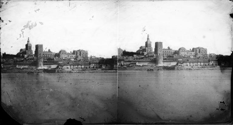 Le Palais des Papes vu depuis la rive droite du Rhône