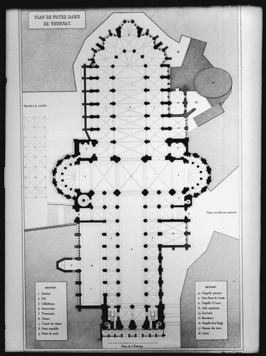 Reproduction du plan de la cathédrale Notre-Dame de Tournai