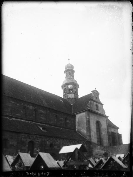 Façade sud : pignon du transept et clocher