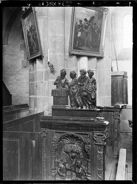 Intérieur, stalles du choeur, groupe sculpté : la Circoncision