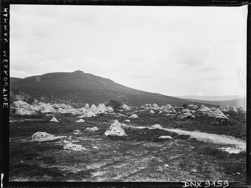 Paysage parsemé de cônes de pierre