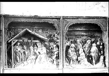 Retable en bois, la Nativité et l'Adoration des Mages