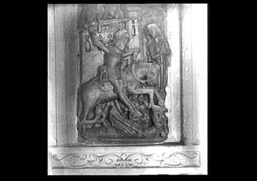 Bas-relief d'albâtre, saint Georges combattant le dragon