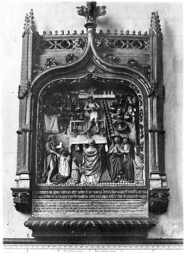 Bas-relief : monument funéraire de Jean de Liboure. La Messe de saint Grégoire avec le donateur accompagné de saint Jean-Baptiste - © Ministère de la Culture (France), Médiathèque du patrimoine et de la photographie, diffusion RMN-GP