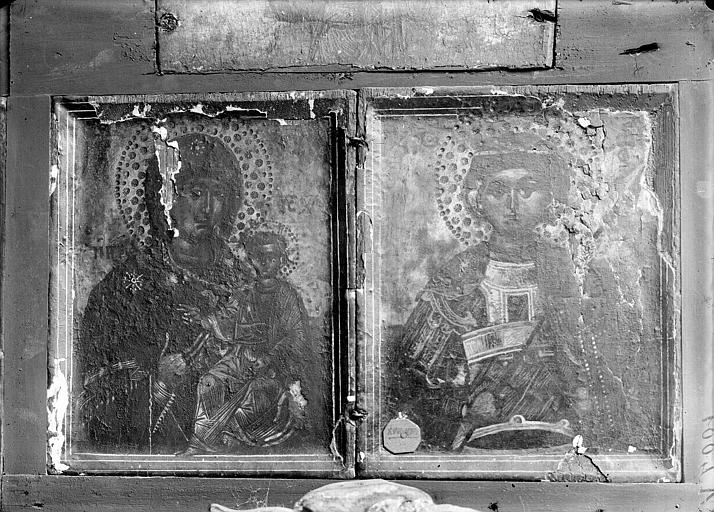 Icône diptyque : Vierge et l'Enfant, un saint