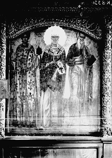Icône : saint Jean le Théologien, saint Stephanos et saint Nikolas