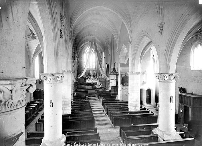 Vue intérieure de la nef, vers le choeur