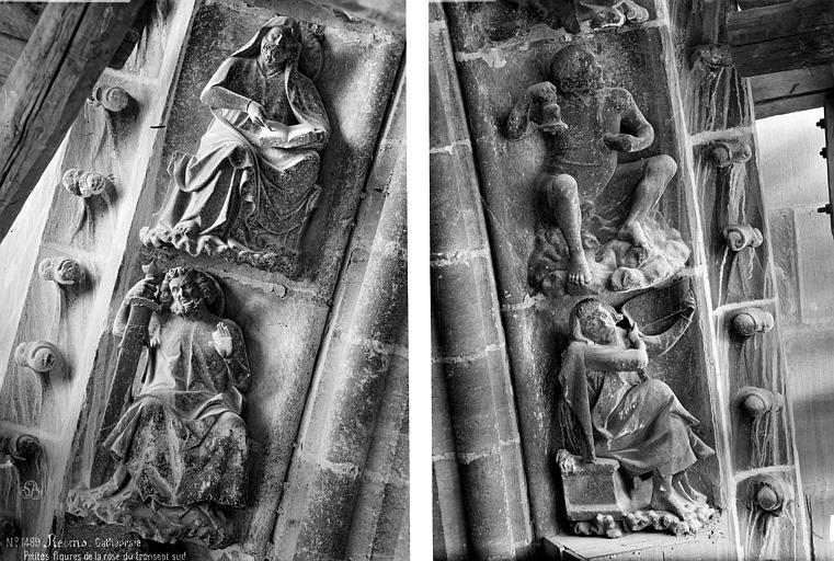 Transept sud : détail des figures de la rose