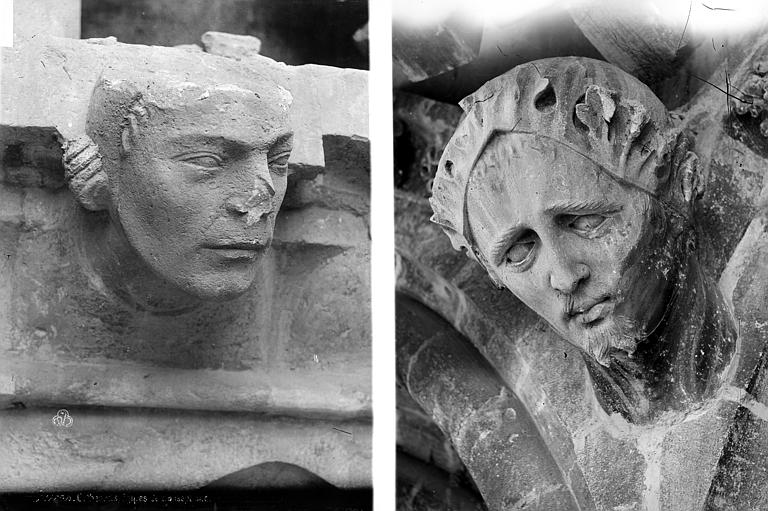 Transept sud : détail de figures sculptées