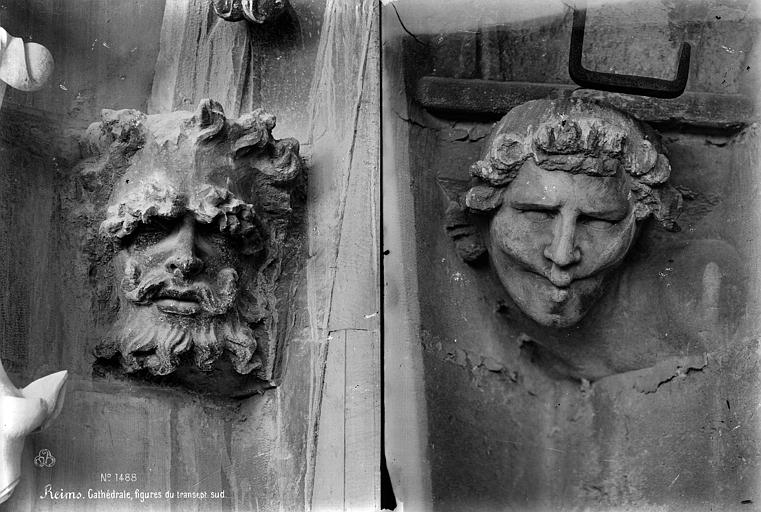 Transept sud : détail de figures sculptées