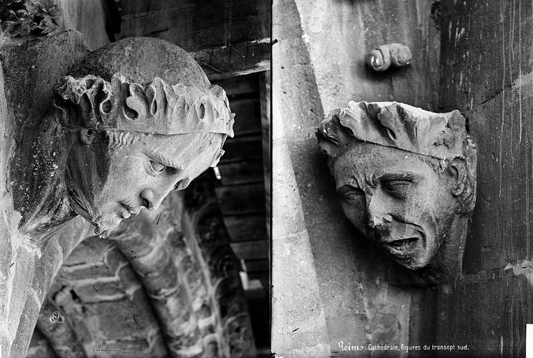 Transept sud : détail de figures sculptées