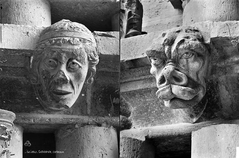 Transept sud : détail de figures sculptées (corbeaux)