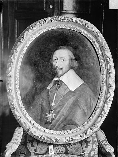 Tableau et son cadre : portrait du cardinal de Richelieu