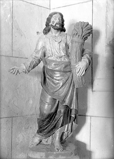 Statue en bois peint : Saint Blaise