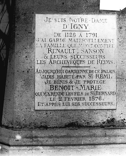 Inscription de Notre-Dame d'Igny