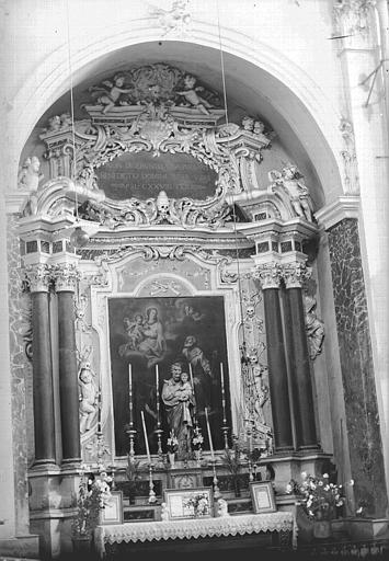 Retable, tableau : Purgatoire (Le), statue : saint Joseph et l'Enfant