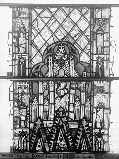 Vitrail, Chapelle Jeanne d'Arc, Baptême de saint jean, baie 38, deuxième panneau, en haut