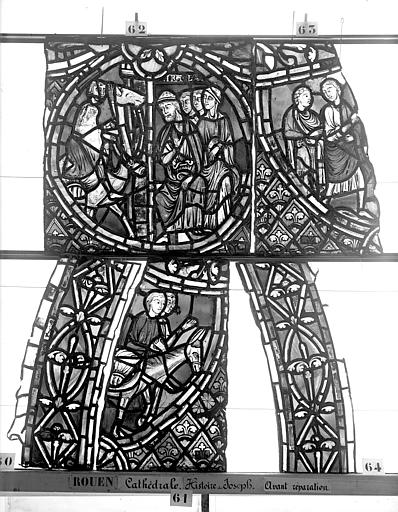 Vitrail, déambulatoire, baie 57, Histoire de Joseph, deuxième panneau en haut