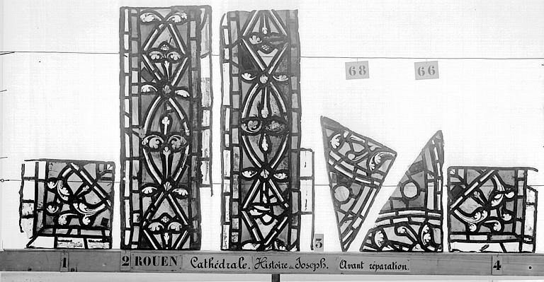 Vitrail, déambulatoire, baie 57, Histoire de Joseph, bordures