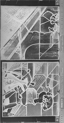 Vitrail, baie 17, Vie de saint Romain, onzième panneau, en haut