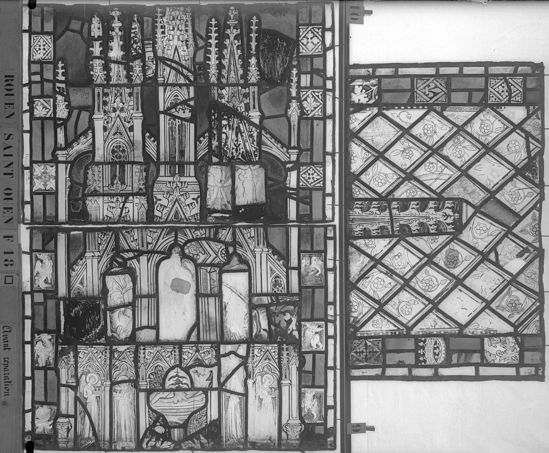 Vitrail, fenêtre 18, deuxième lancette, panneaux supérieurs