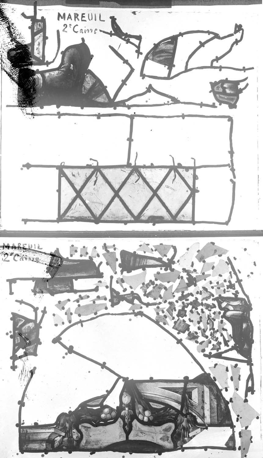 Vitrail, deuxième caisse, avant restauration