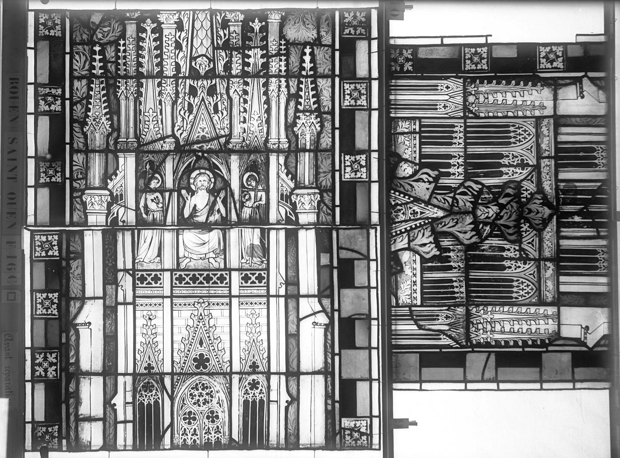 Vitrail, chœur, partie basse, fenêtre 16, baie C, panneaux supérieurs