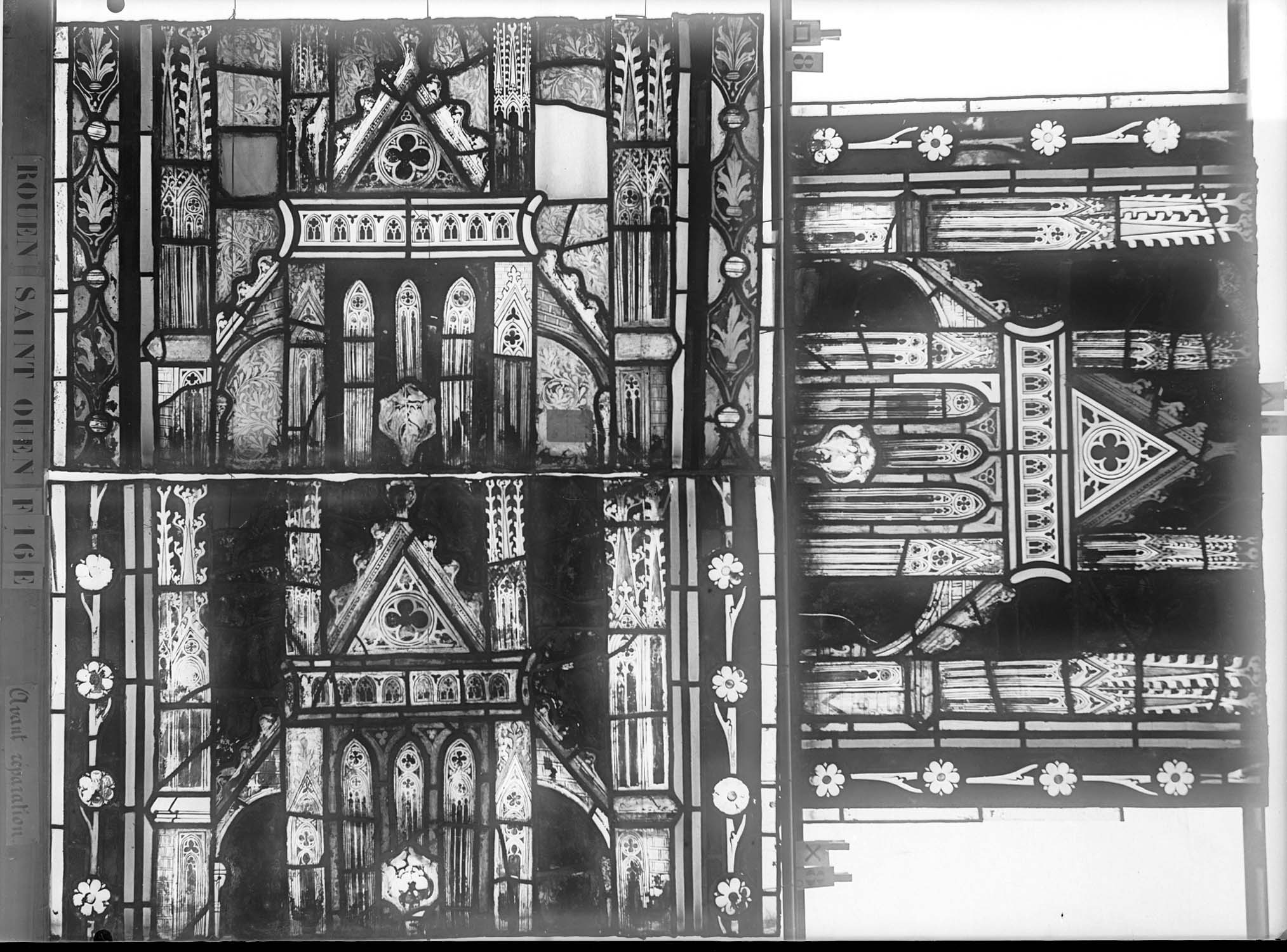 Vitrail, chœur, partie basse, fenêtre 16, baie E, panneaux supérieurs
