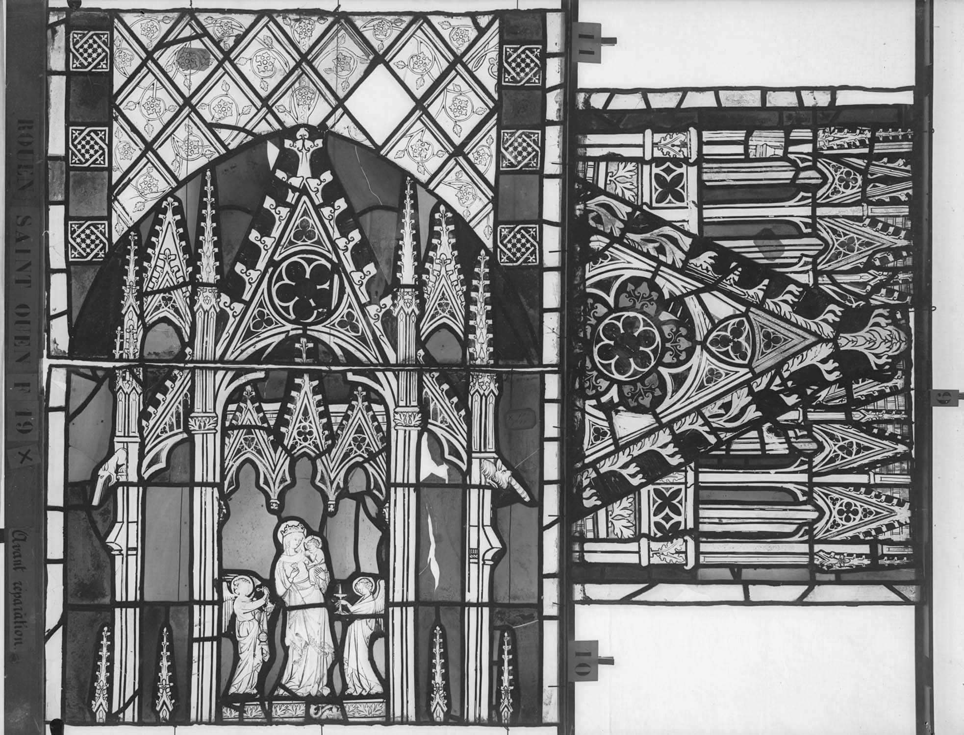 Vitrail, chœur, partie basse, fenêtre 19, panneaux supérieurs