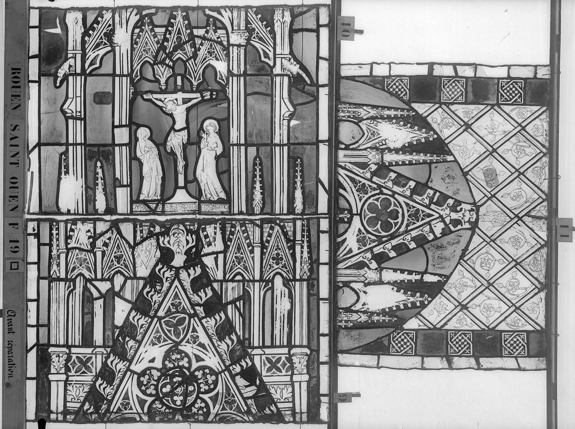 Vitrail, chœur, partie basse, fenêtre 19, panneaux supérieurs