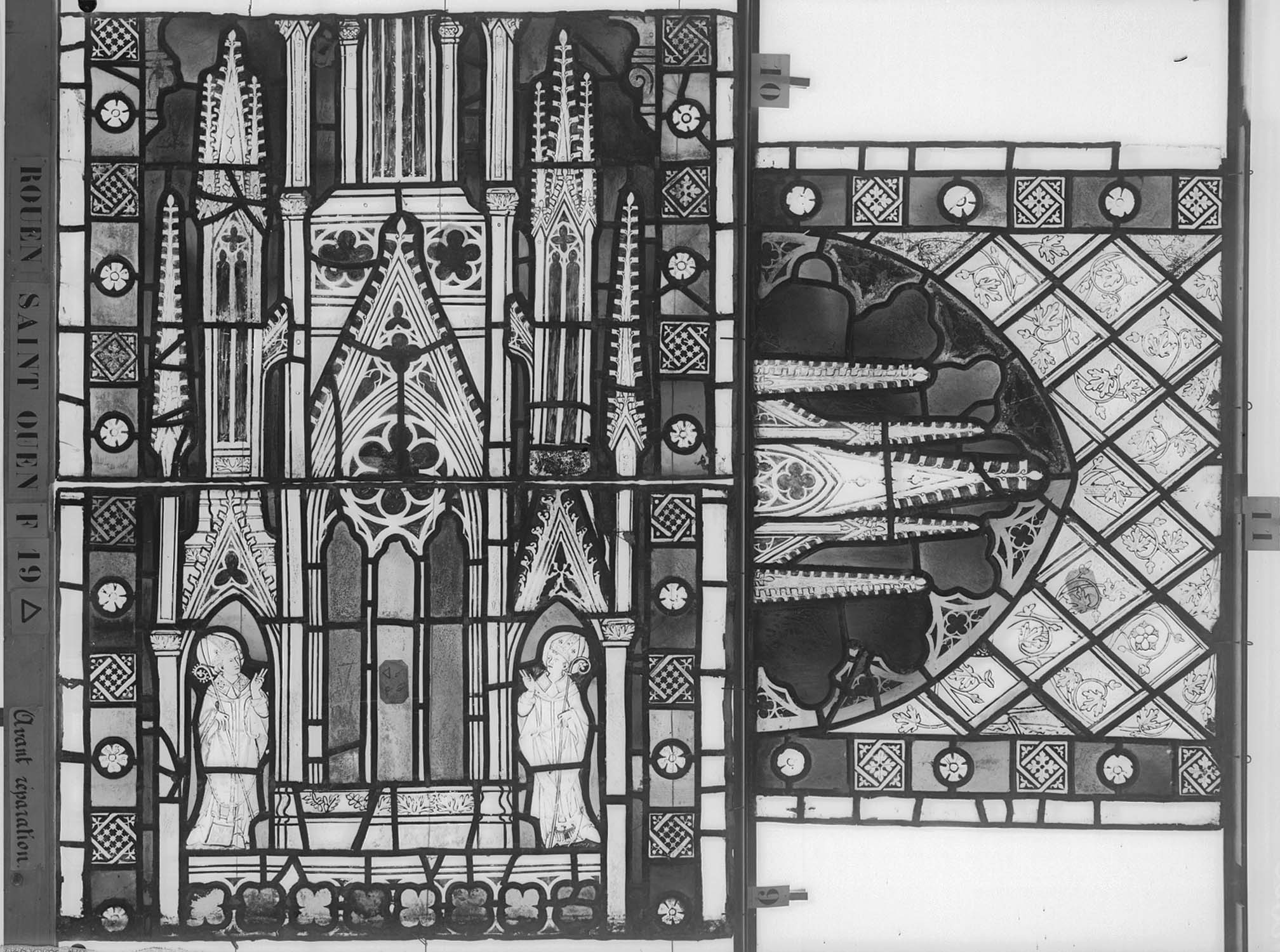 Vitrail, chœur, partie basse, fenêtre 19, panneaux supérieurs