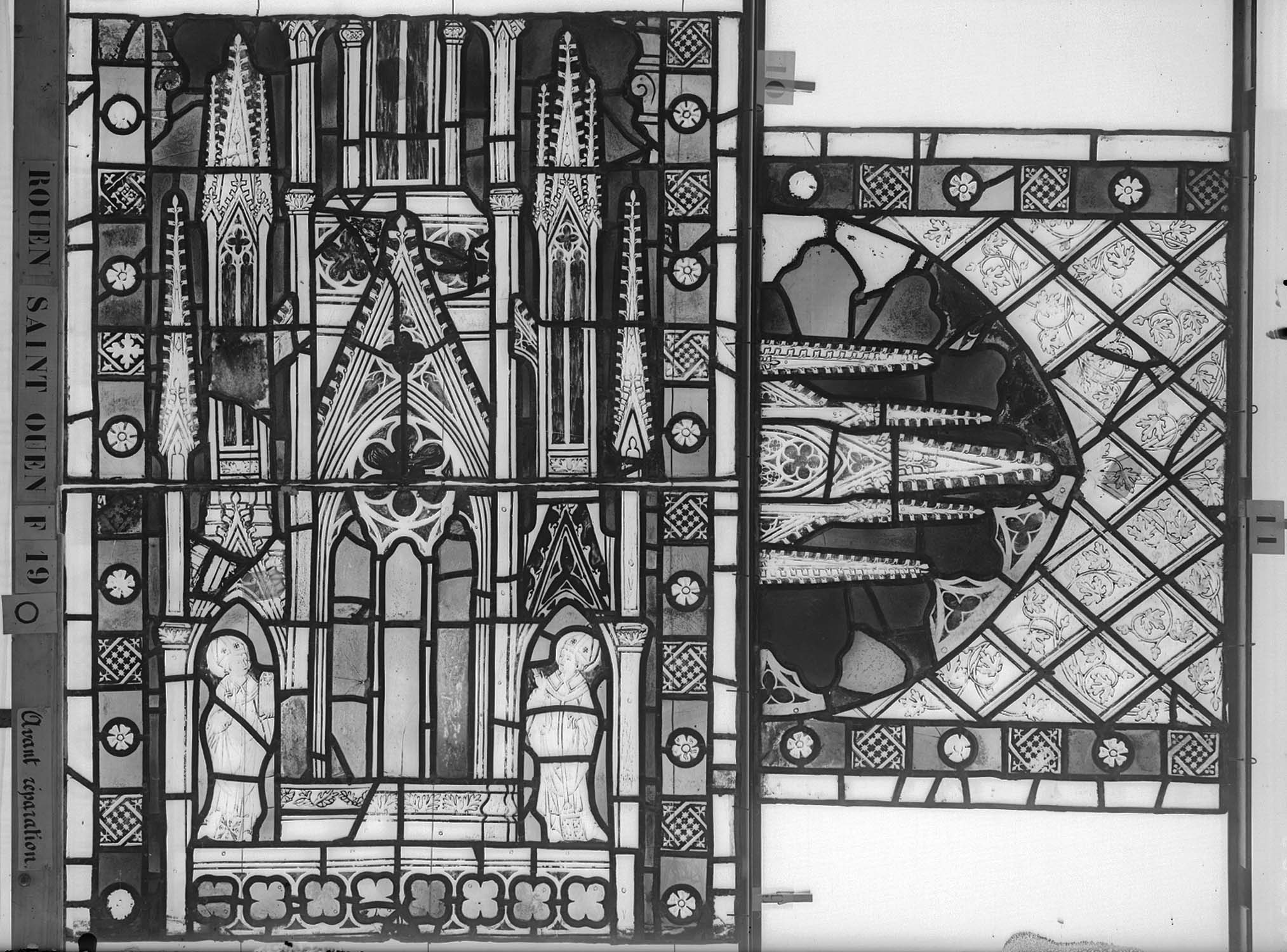 Vitrail, chœur, partie basse, fenêtre 19, panneaux supérieurs