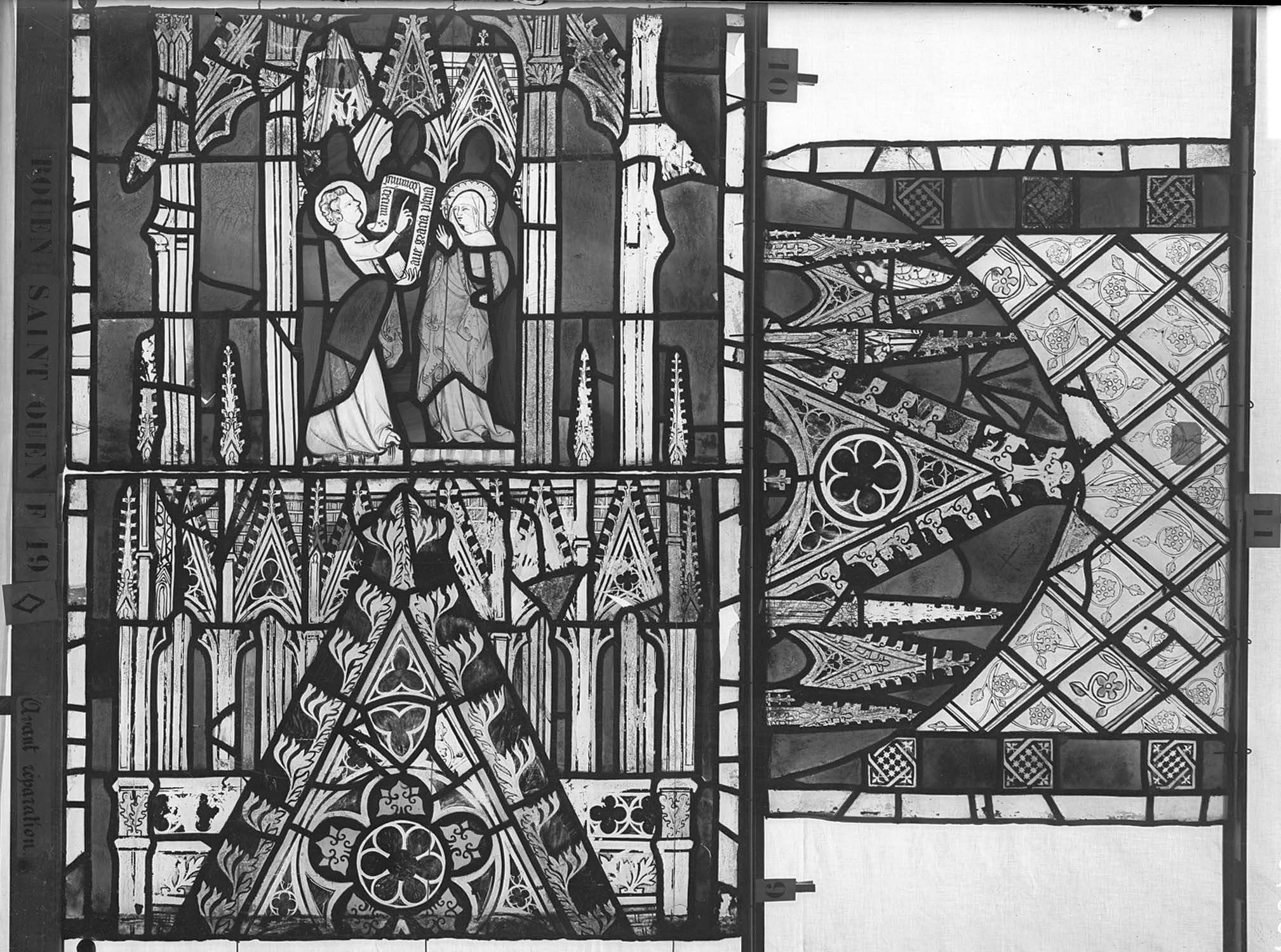 Vitrail, chœur, partie basse, fenêtre 19, panneaux supérieurs
