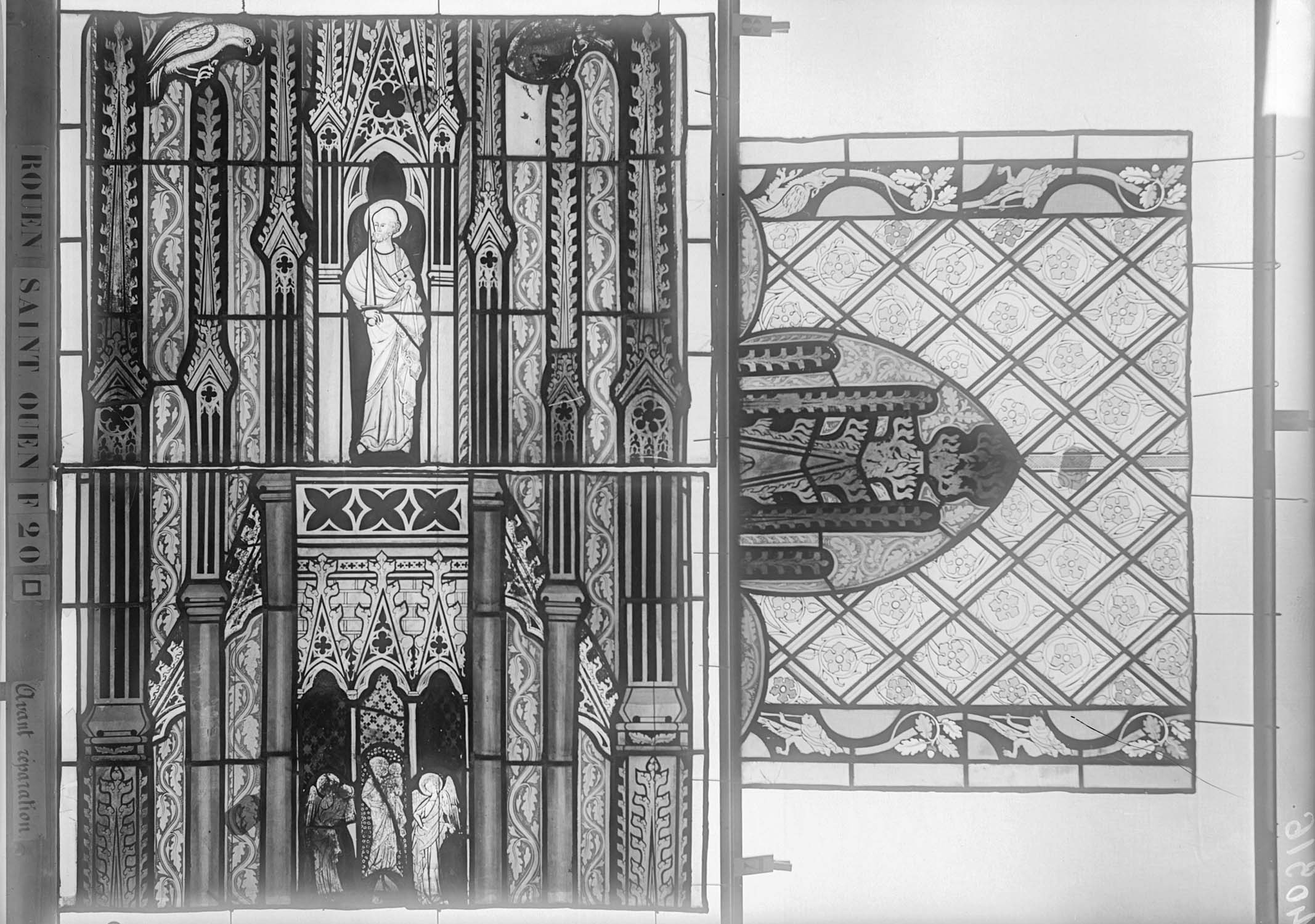 Vitrail, chœur, partie basse, fenêtre 20, panneaux supérieurs