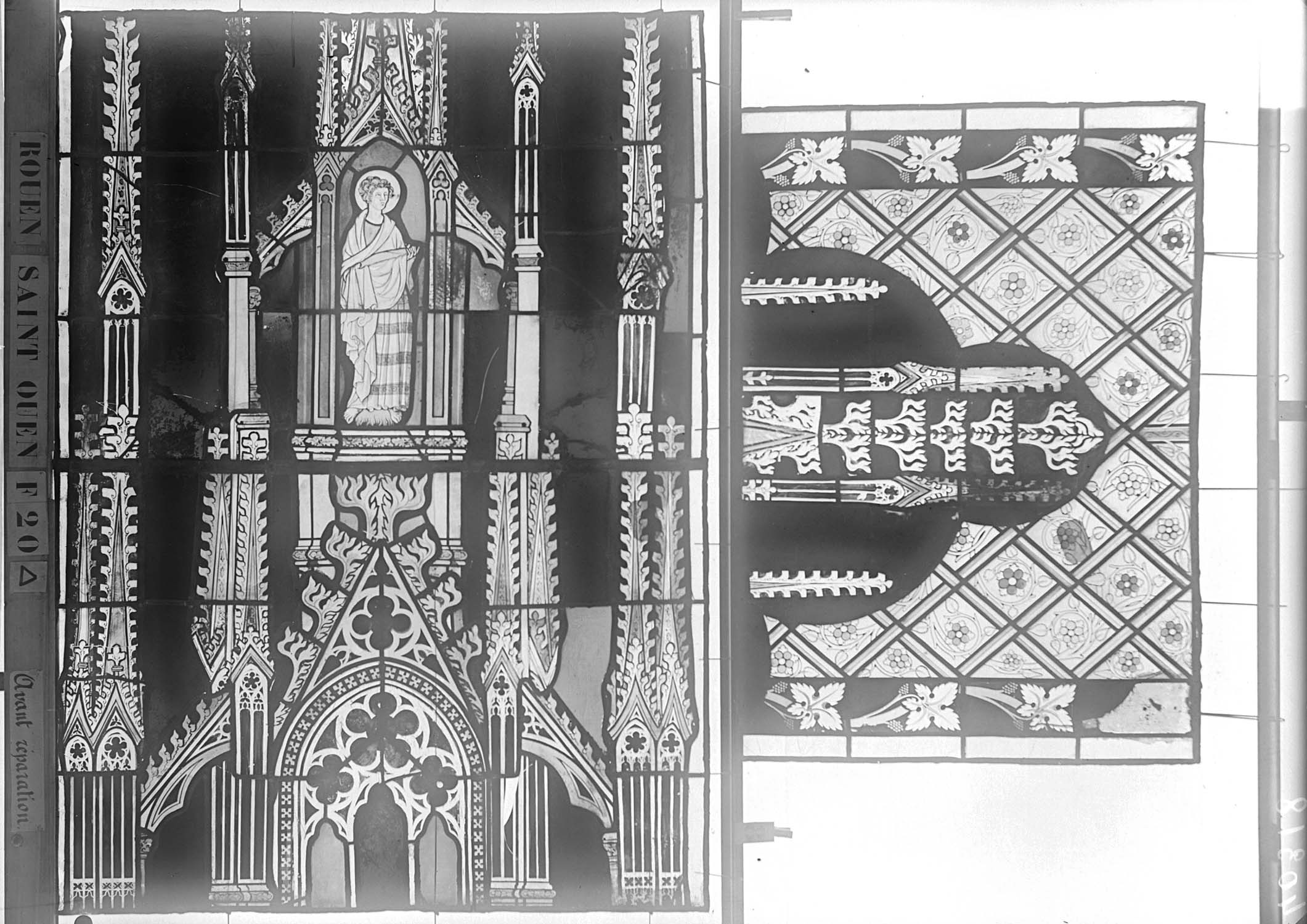 Vitrail, chœur, partie basse, fenêtre 20, panneaux supérieurs