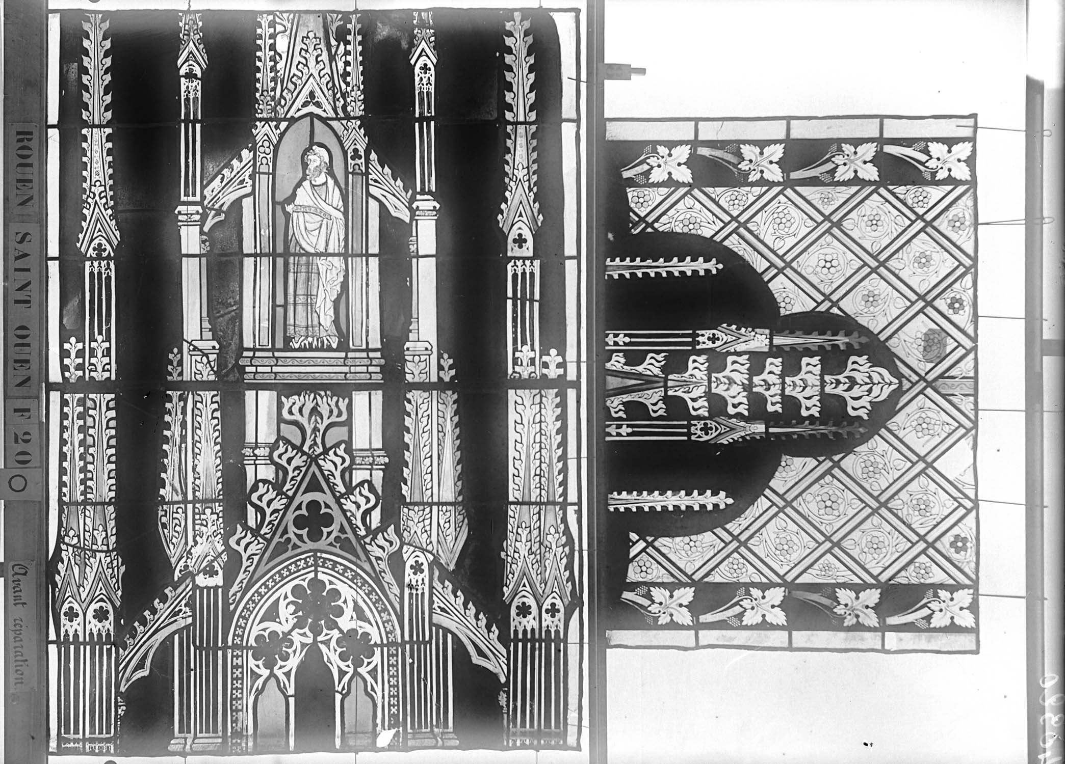 Vitrail, chœur, partie basse, fenêtre 20, panneaux supérieurs