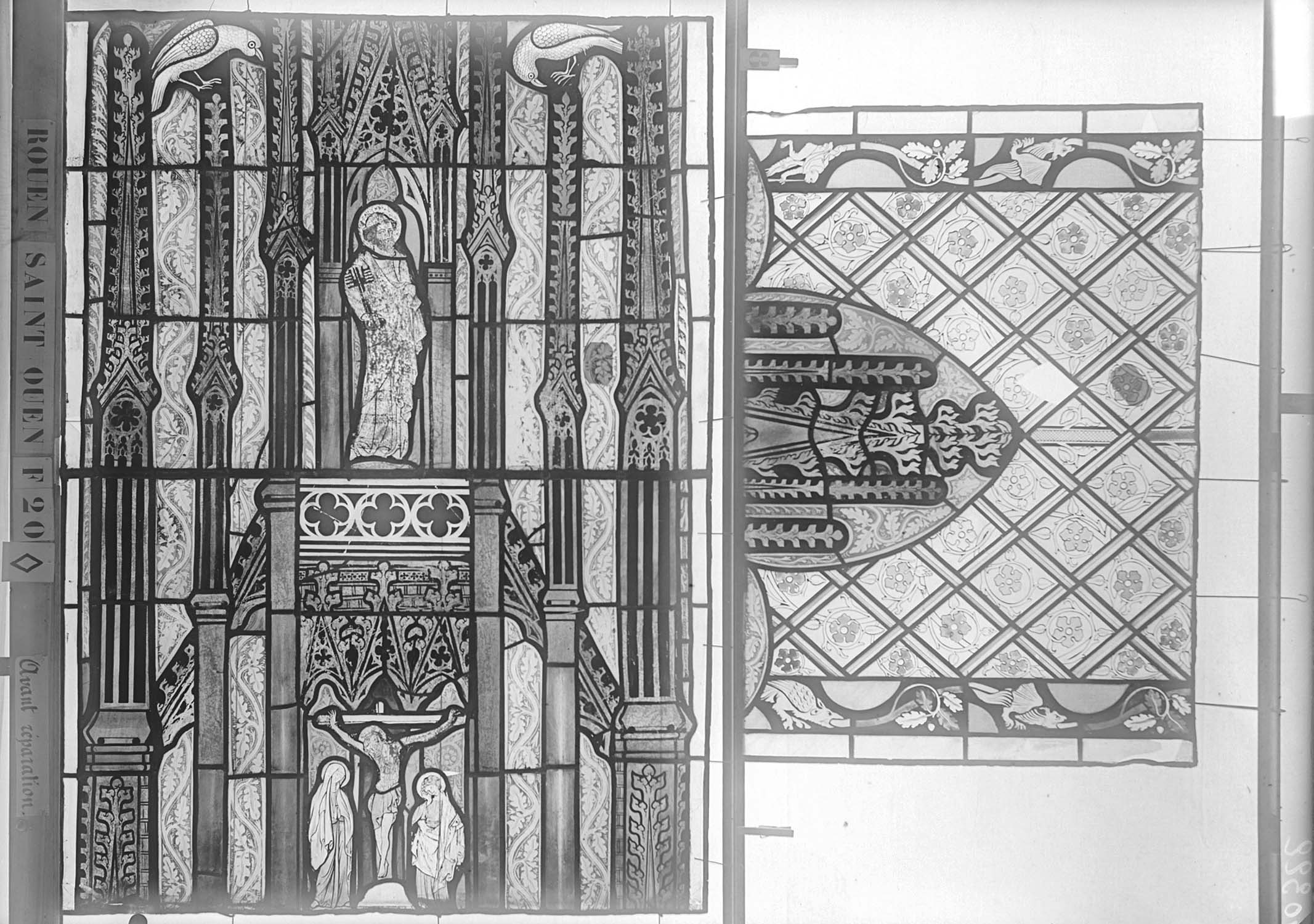 Vitrail, chœur, partie basse, fenêtre 20, panneaux supérieurs