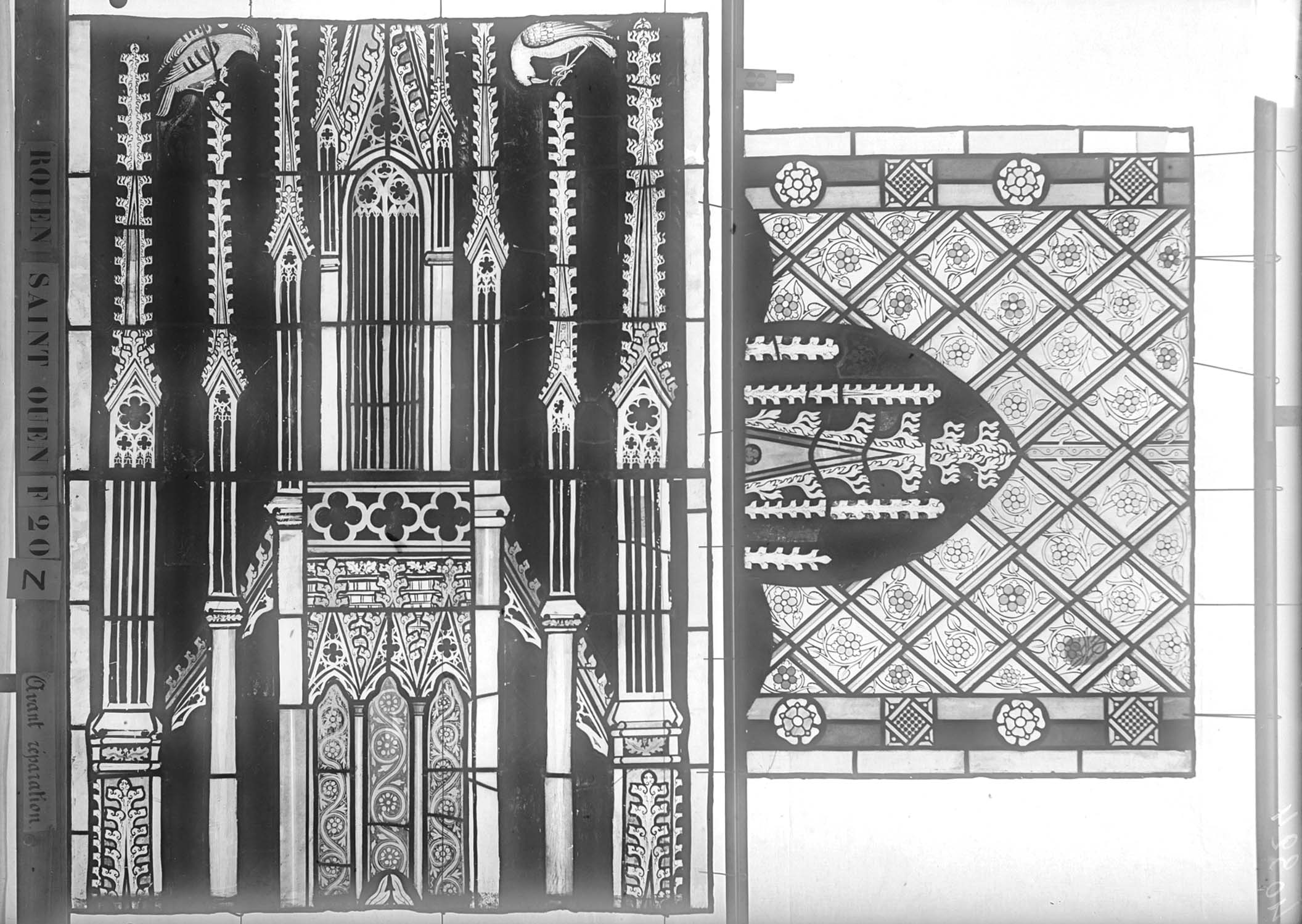 Vitrail, chœur, partie basse, fenêtre 20, panneaux supérieurs