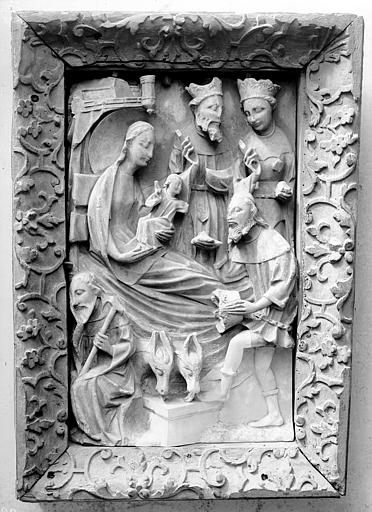 Bas-relief : l'Adoration des Mages, albâtre anglais