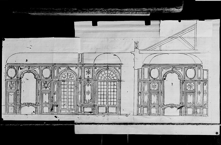 Appartements du Cardinal de Rohan, plan élévation du Grand salon avec les décorations des faces