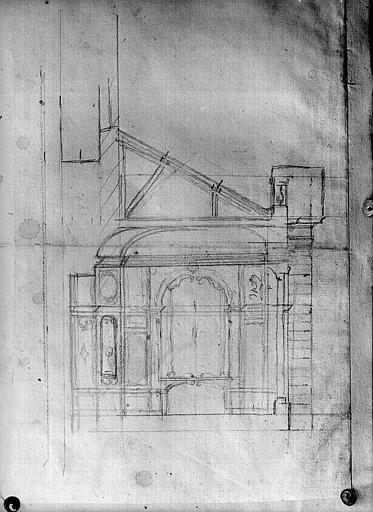 Salon au bout de la chapelle, coupe